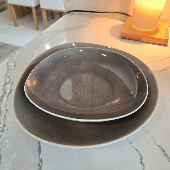 Schonwald Germany Speckled Gray Organic Shape Ceramic Dinnerware Artisanal Finis - Picture 2 of 10